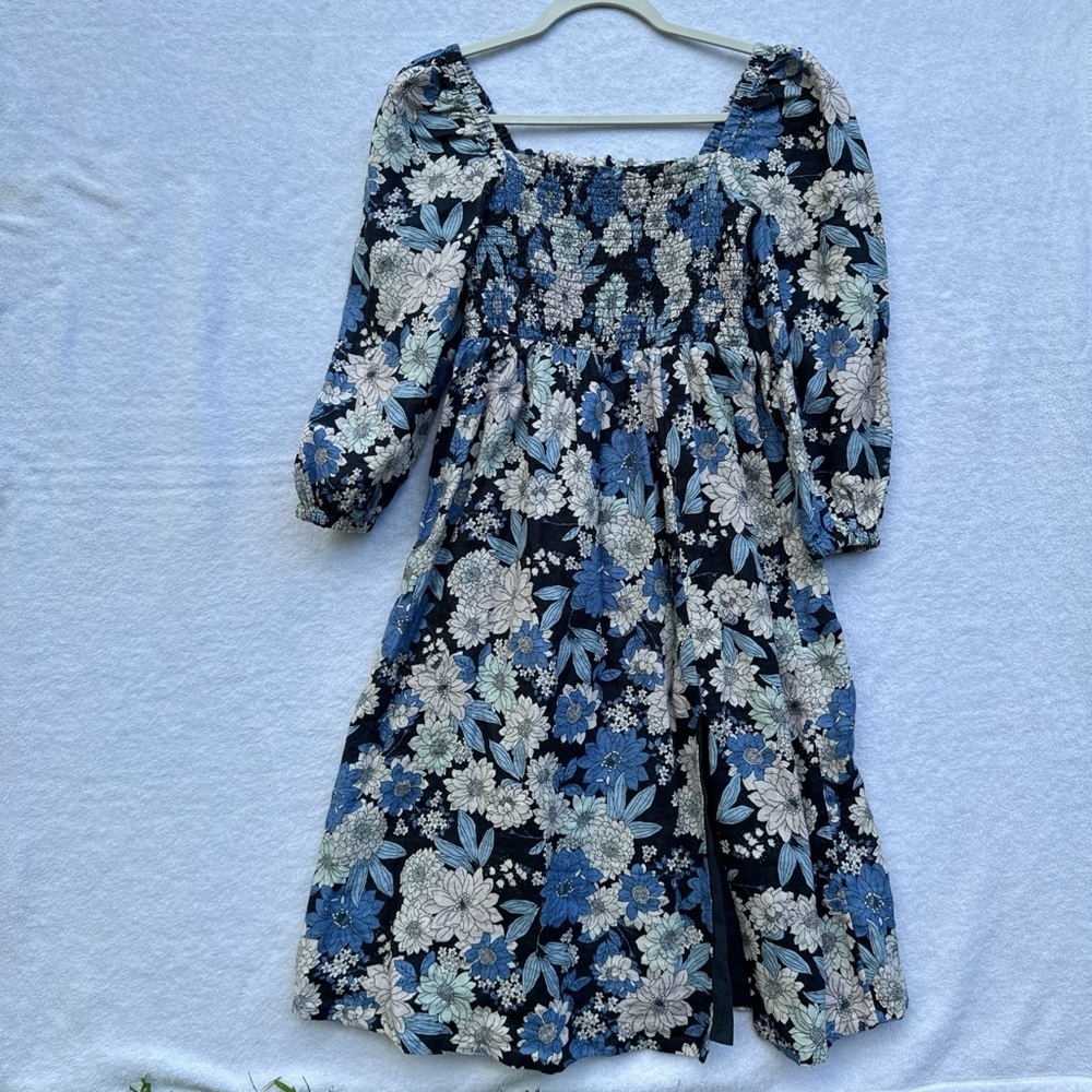 J. Crew Blue and White Floral Long Sleeve Dress size SP - Picture 5 of 15